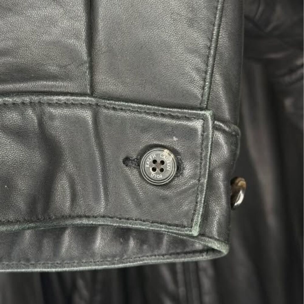 Vintage Polo Ralph Lauren Black Leather Jacket XXL - Picture 5 of 9